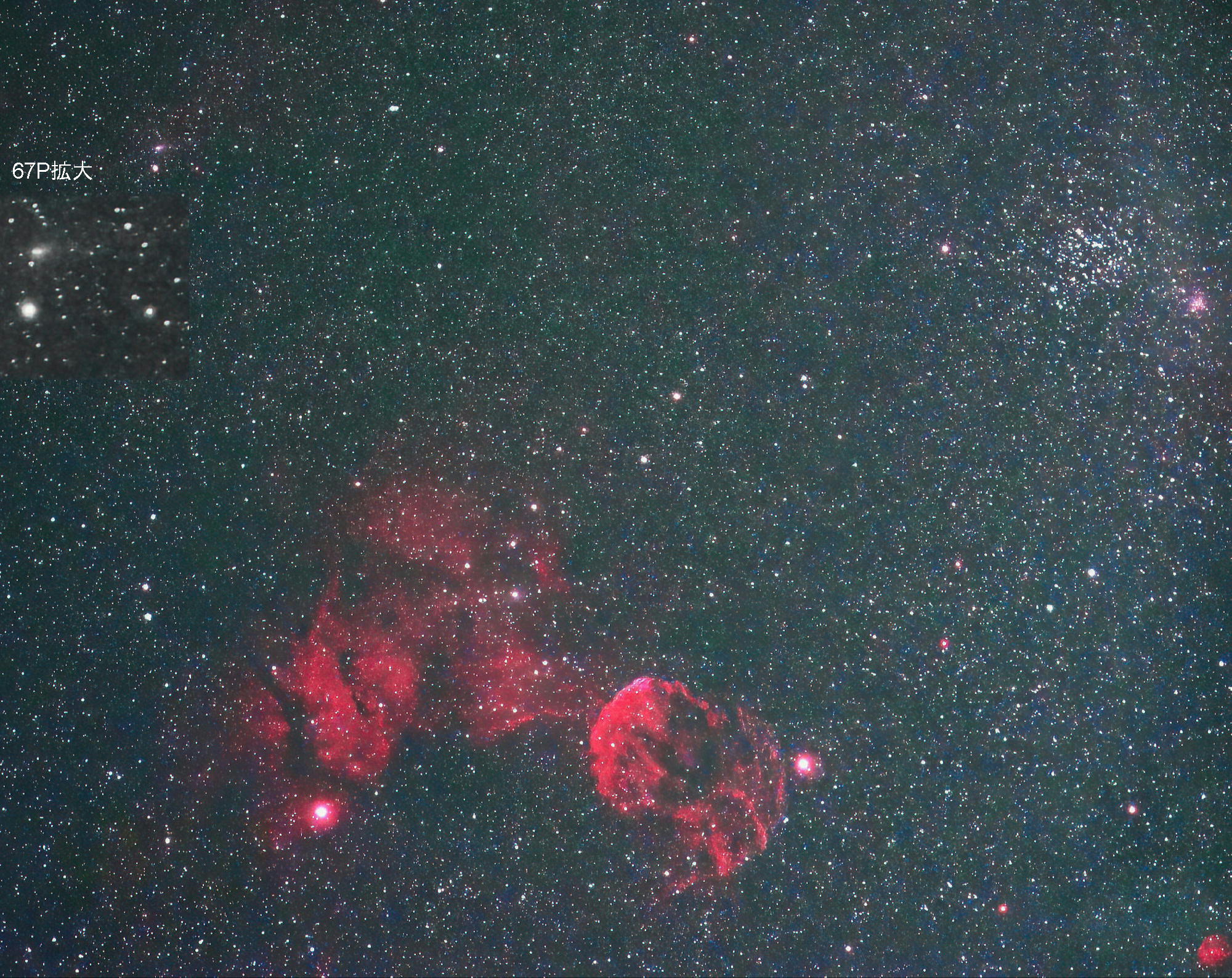 M35,クラゲ星雲と67P彗星　　RedCat51　　2021.10.20