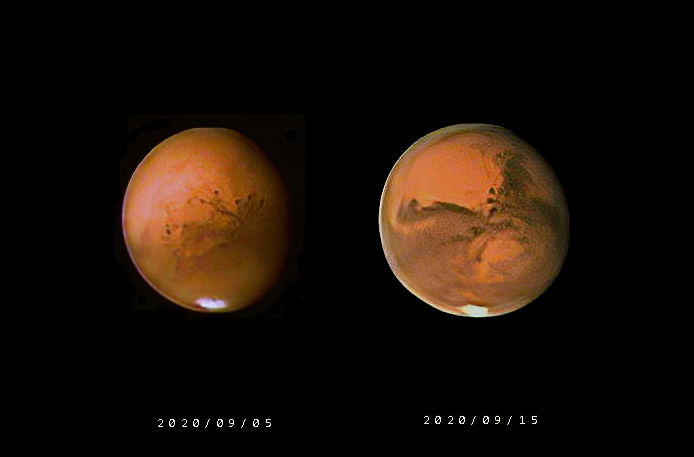 火星　10日間の変化　　2020/09/05〜15