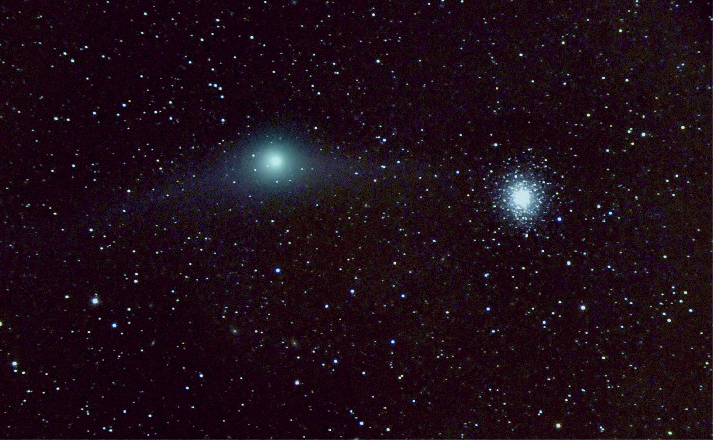 ガラッド2009P1とヘルクレス座球状星団Ｍ92のの接近　2012.02.04　AM04：50