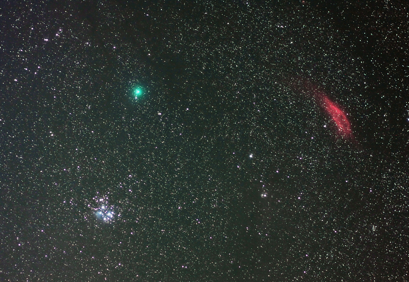 ウィルタネン彗星とM45,カリフォルニア星雲　2018.12.18