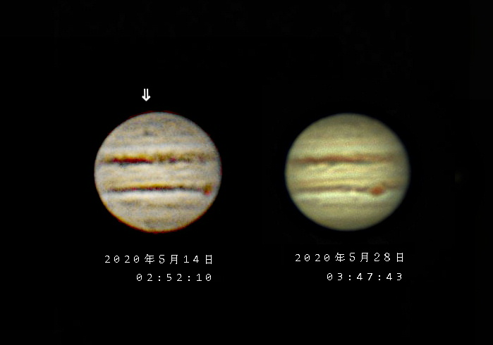木星に現れた黒色斑点　MT160　　2020.05.14