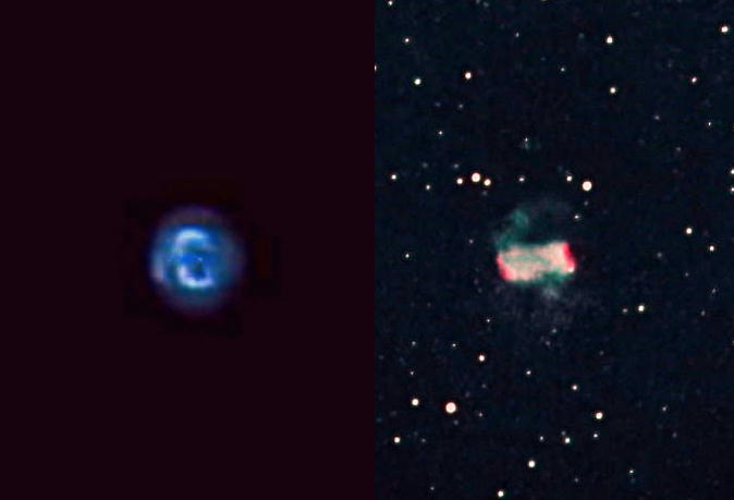 青い雪玉星雲(NGC7662)と小亜鈴星雲（M76）   C11       2002.12.07