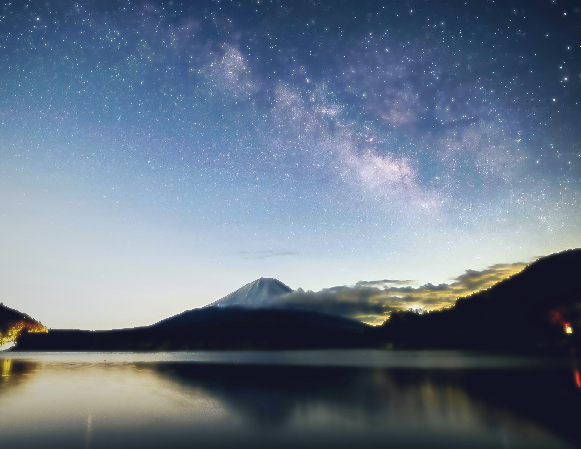 夜明けの銀河　　精進湖　　2021.03.15