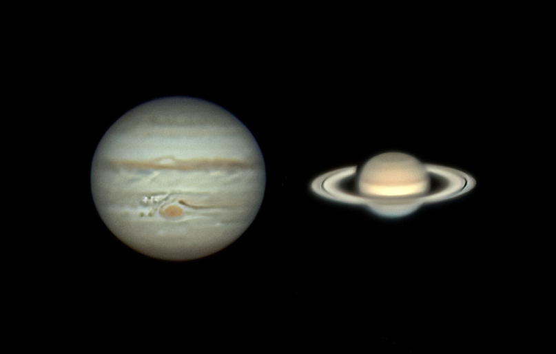 同一夜の木星と土星　　　2022.10.01