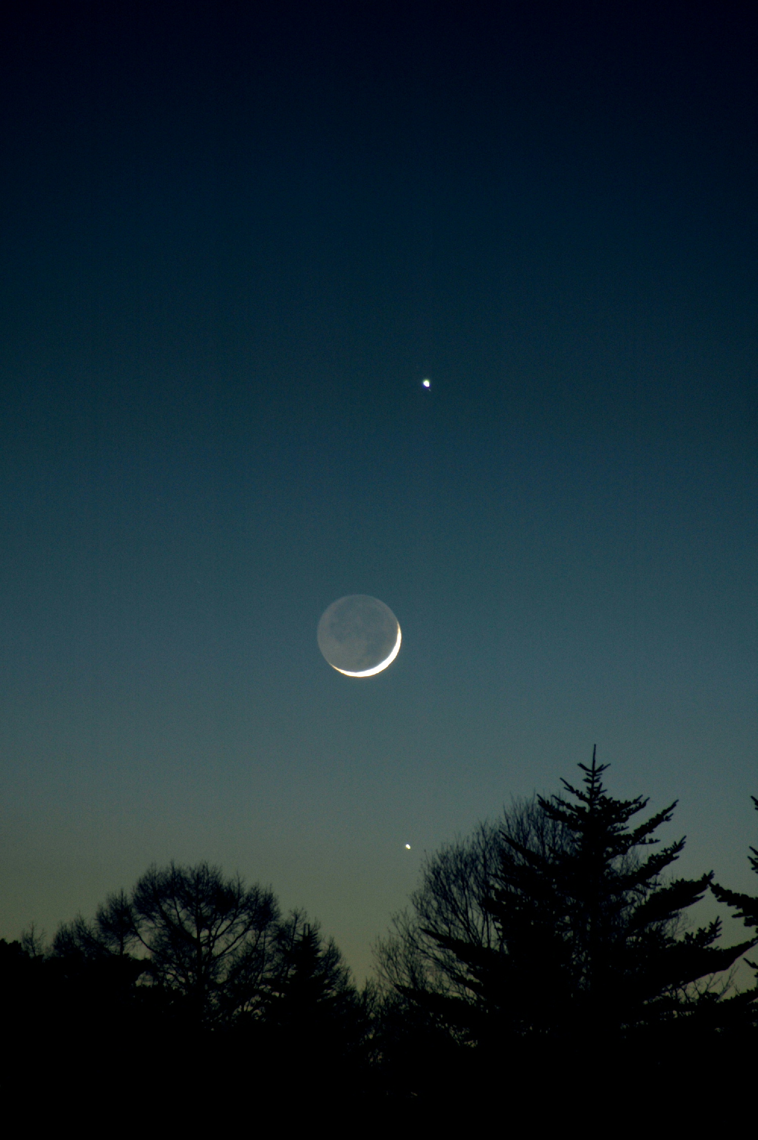 木星、月、水星　2008年12月29日　清里にて