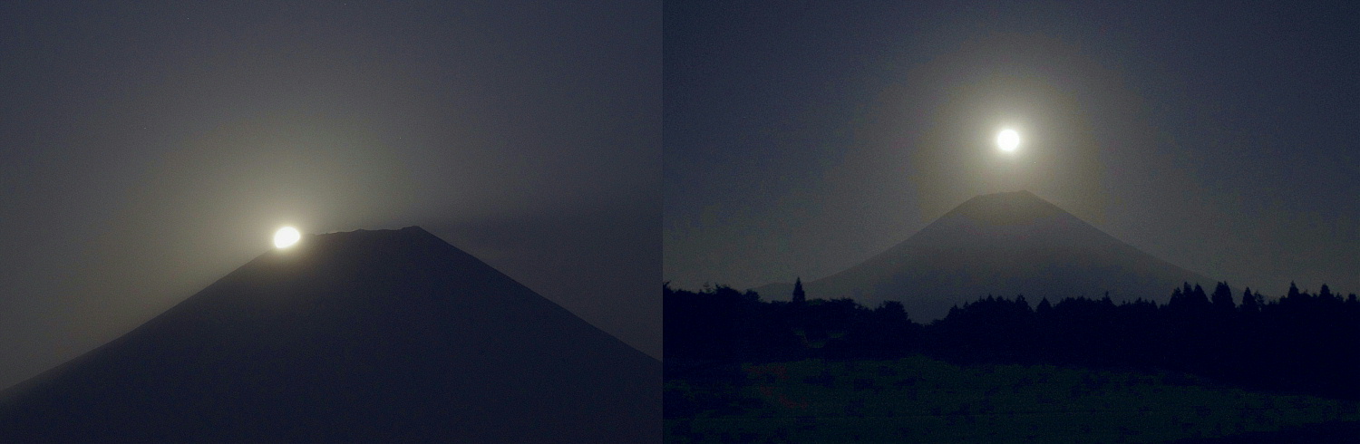 ２０１３年９月１９日　　富士と中秋の名月　朝霧高原